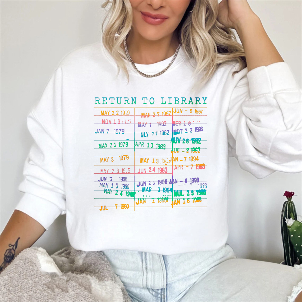 Wardrobecart Return To Library Date Stamp Pattern Unisex Classic Sweatshirt