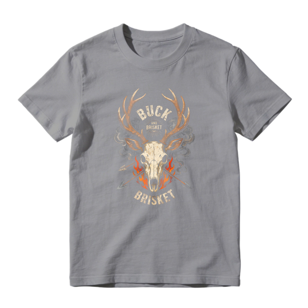 Buck Brisket Deer Skull With Antlers And Flames Unisex Classic T-shirt