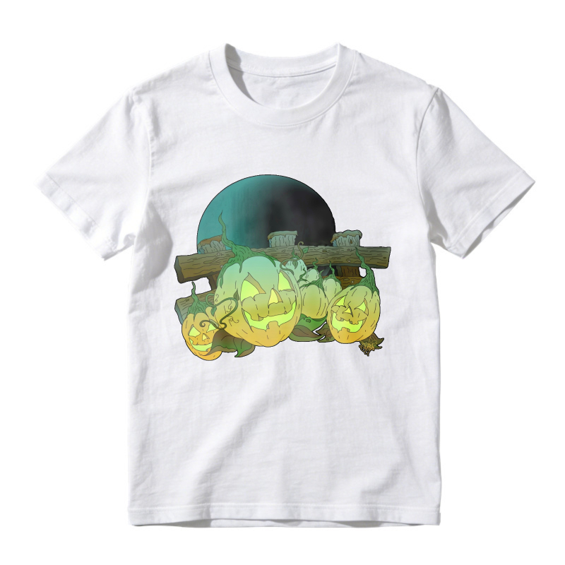 Glowing Jack O Lantern Pumpkins With Full Moon, Unisex Classic T-shirt