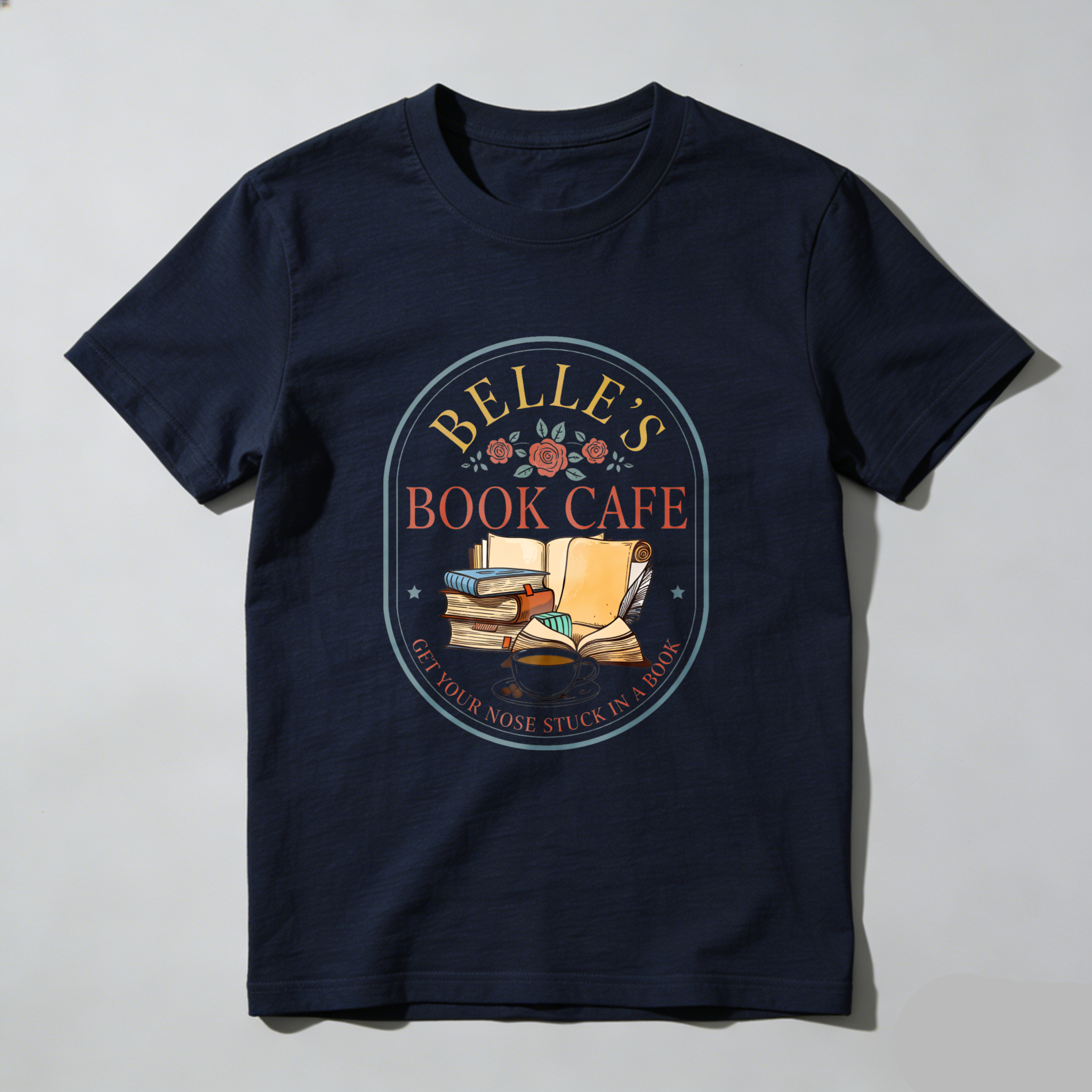 Wardrobecart Belle's Book Cafe Get Your Nose Stuck In A Book Tshirt