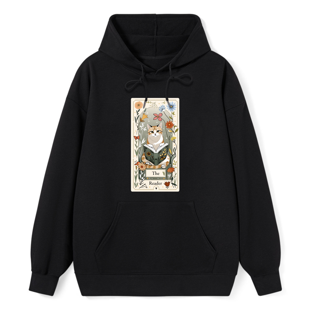 Wardrobecart Cat Reading Book Tarot Card Design Unisex Classic Hoodie
