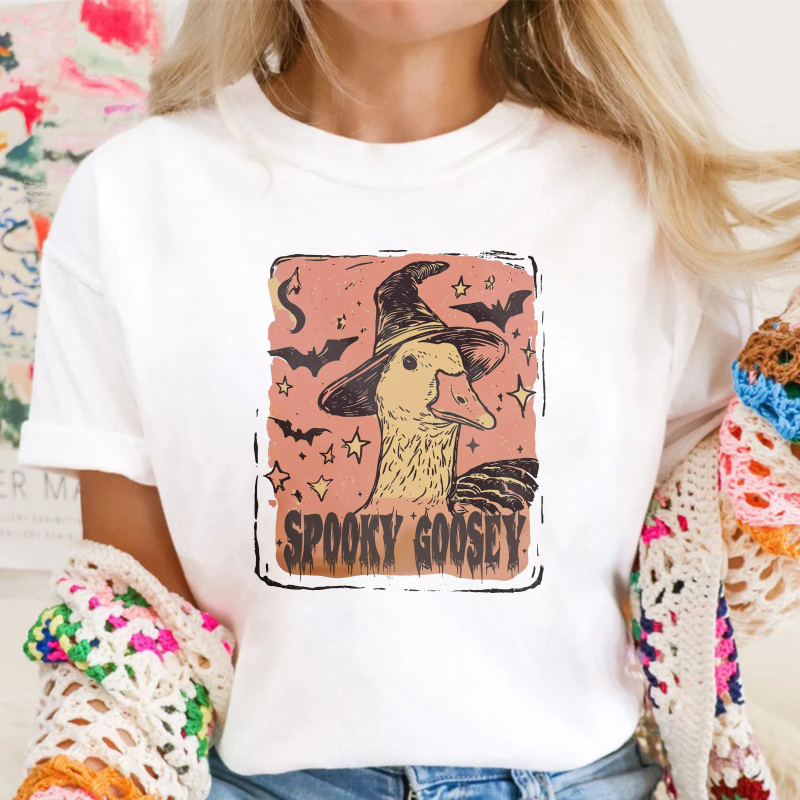 Spooky Goosey Witch Hat Duck Halloween Graphic, Unisex Classic T-shirt