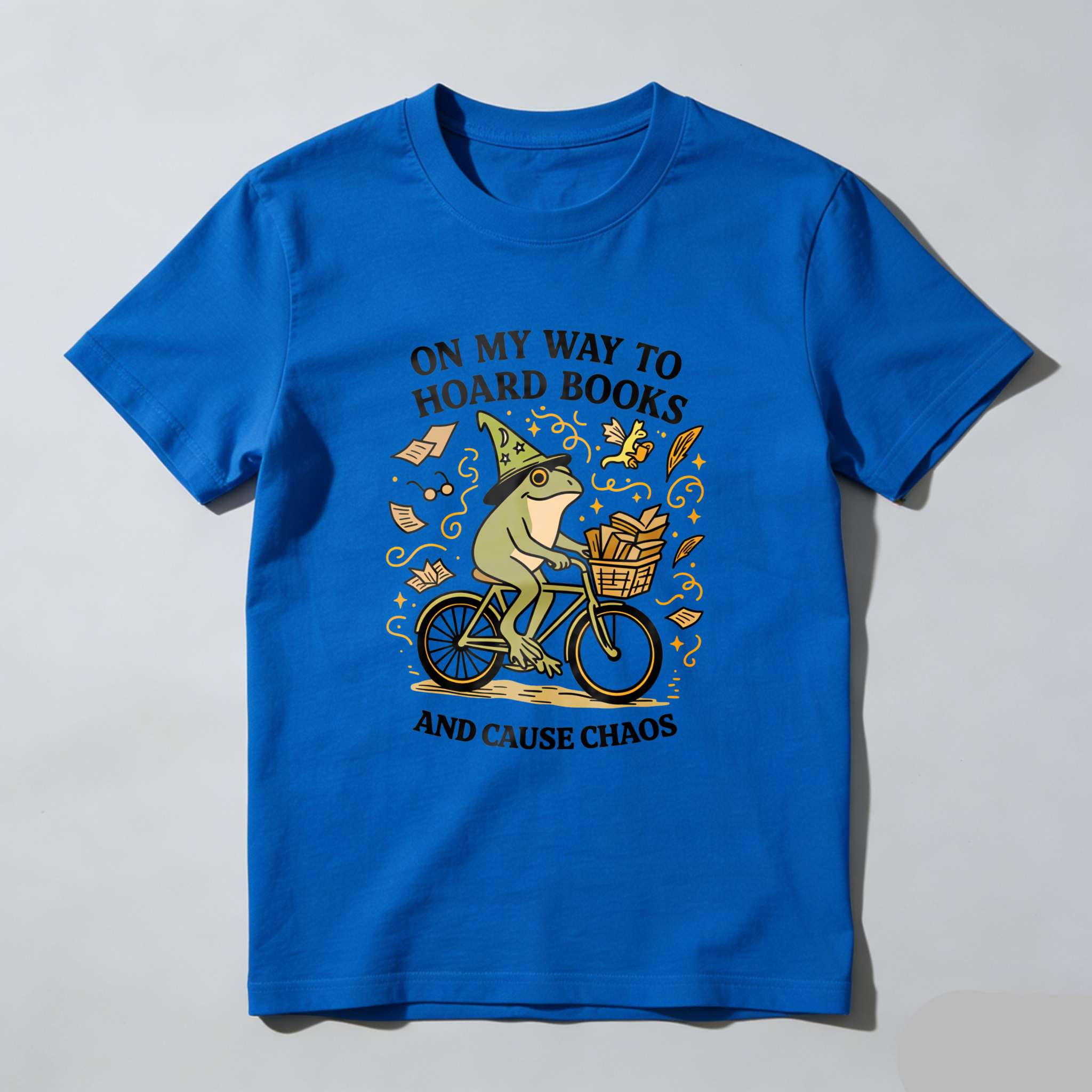 Wardrobecart Frog Riding Bike With Books And Hat Tshirt
