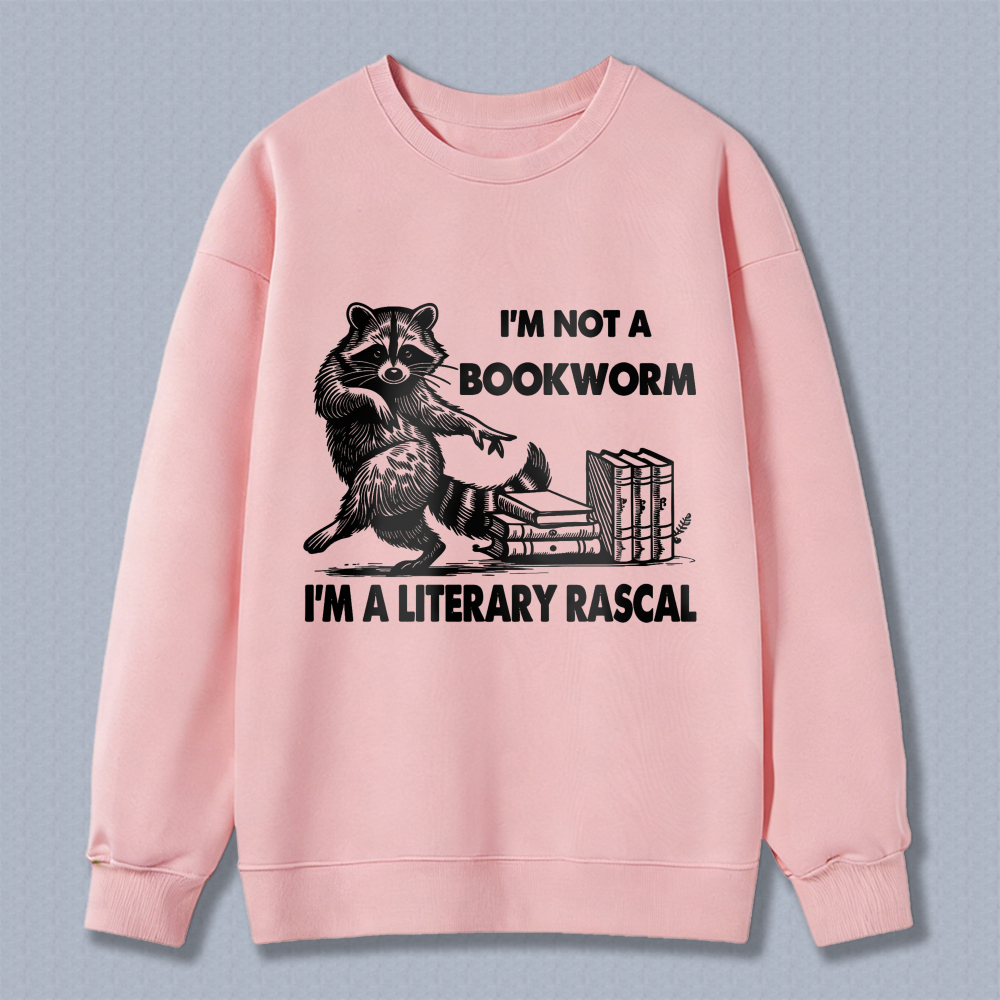 Wardrobecart Raccoon Reading Books I'M Not A Bookworm I'M A Literary Rascal Unisex Classic Sweatshirt