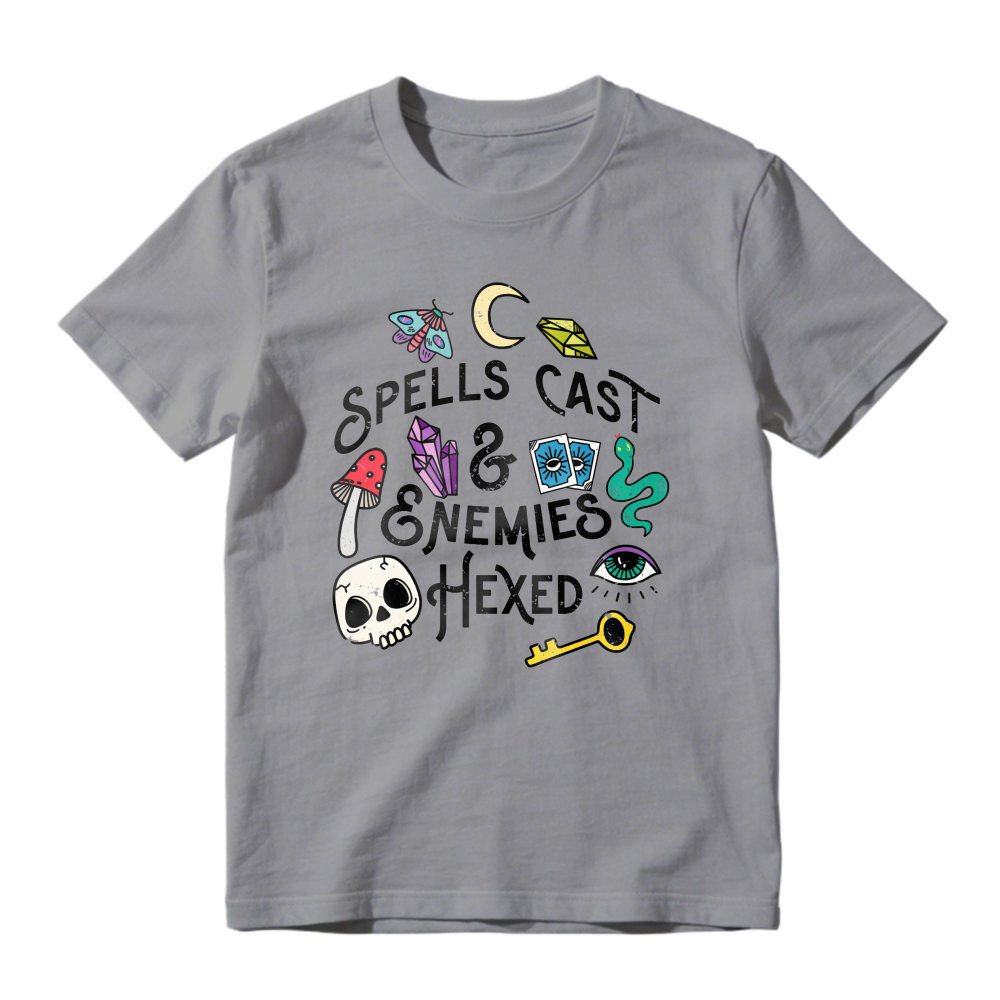 Spells Cast And Enemies Hexed Magic Skull Moon Snake Key Graphic, Unisex Classic T-shirt