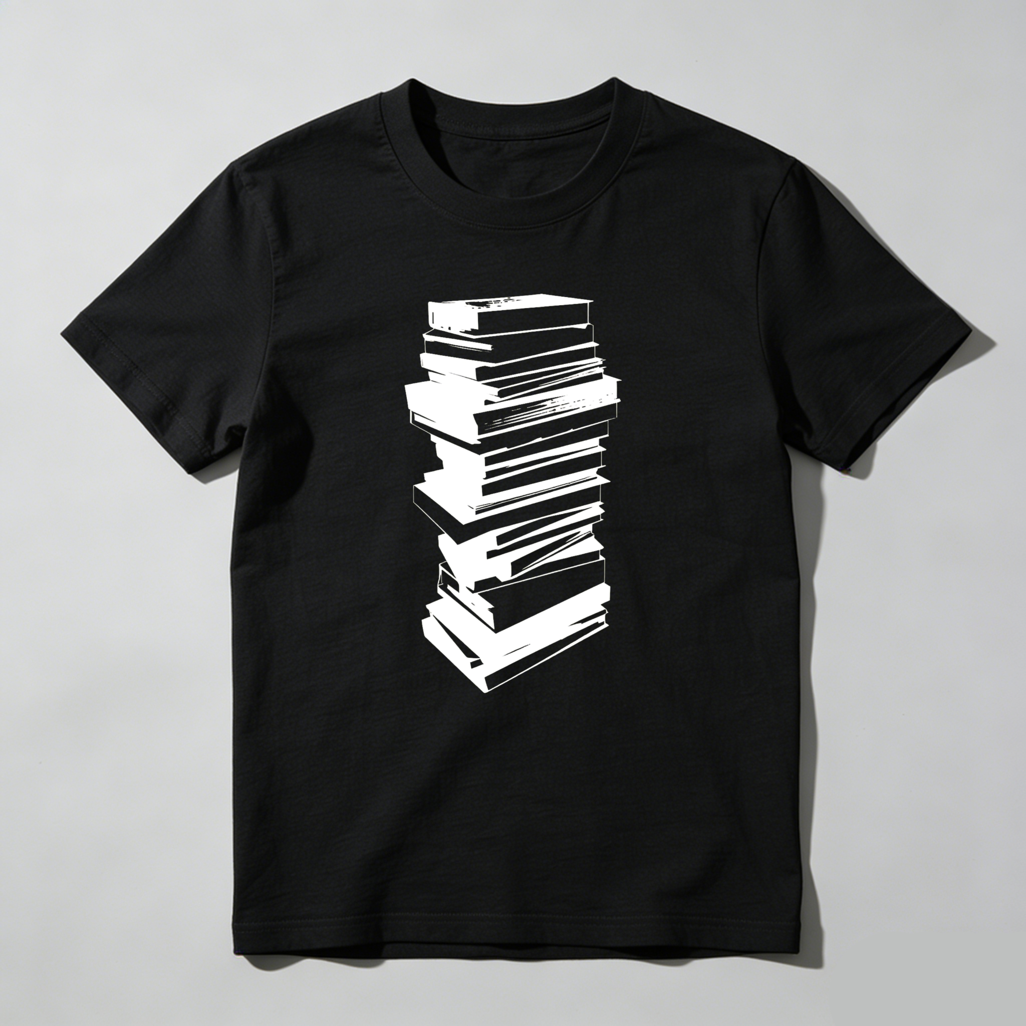 Wardrobecart Stacked Books Graphic Design Print Tshirt