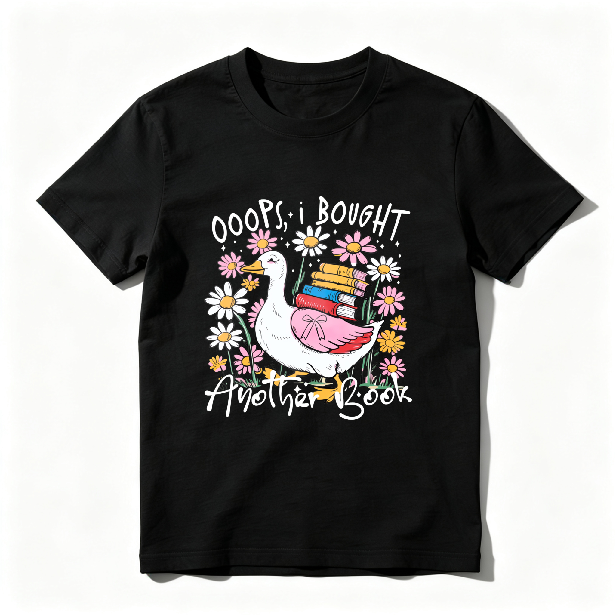 Wardrobecart Duck Carrying Books Among Flowers Tshirt