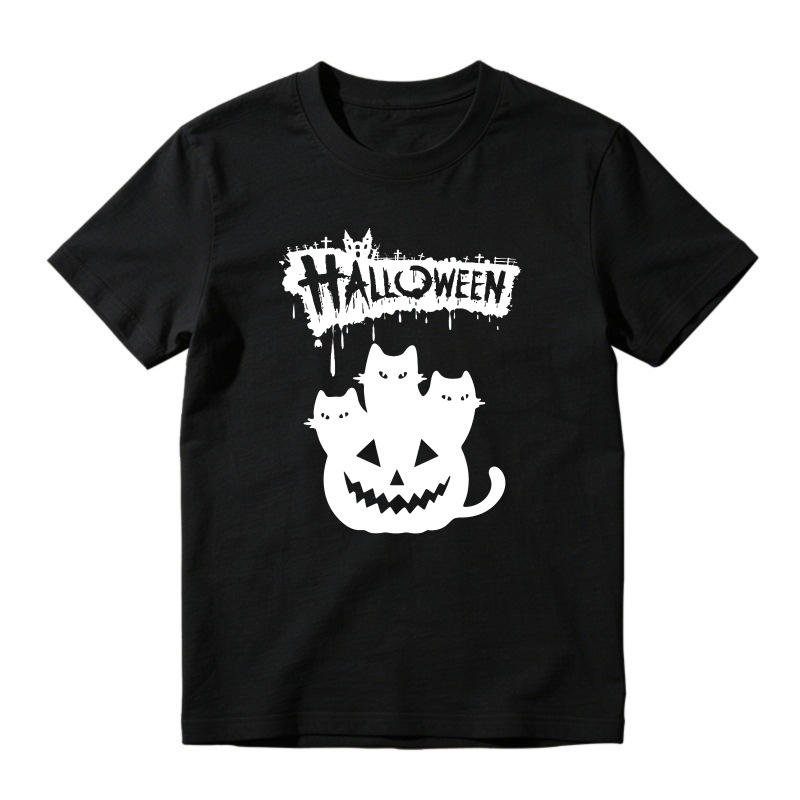 Halloween Pumpkin With Three Cats Graphic Unisex Classic T-shirt