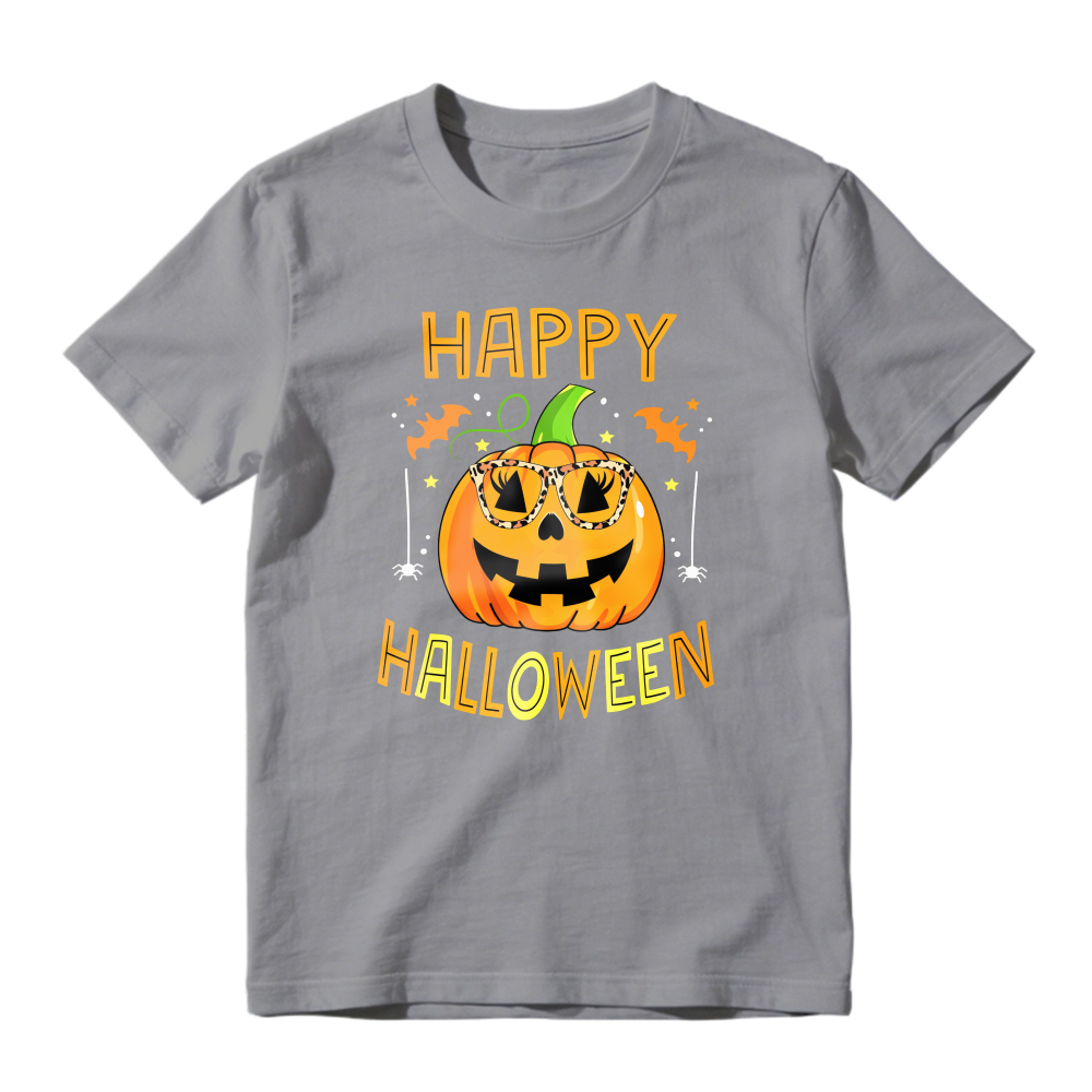 Happy Halloween Pumpkin With Sunglasses And Bats Unisex Classic T-shirt