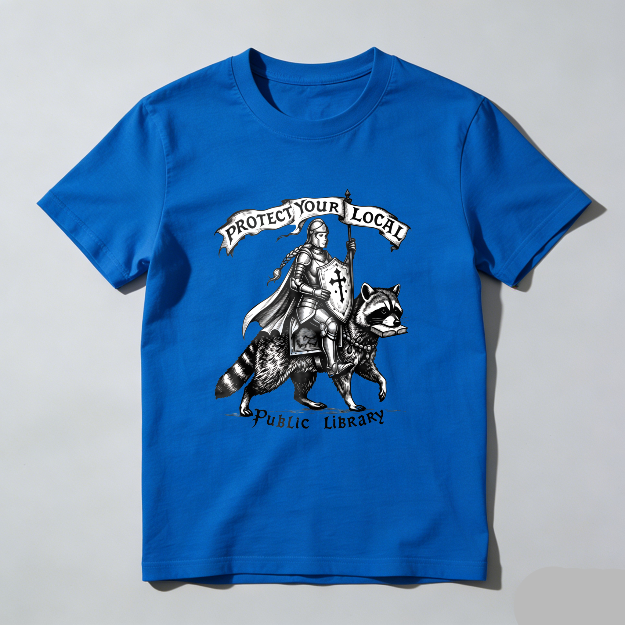 Wardrobecart Knight Riding Raccoon With Sword And Shield Tshirt