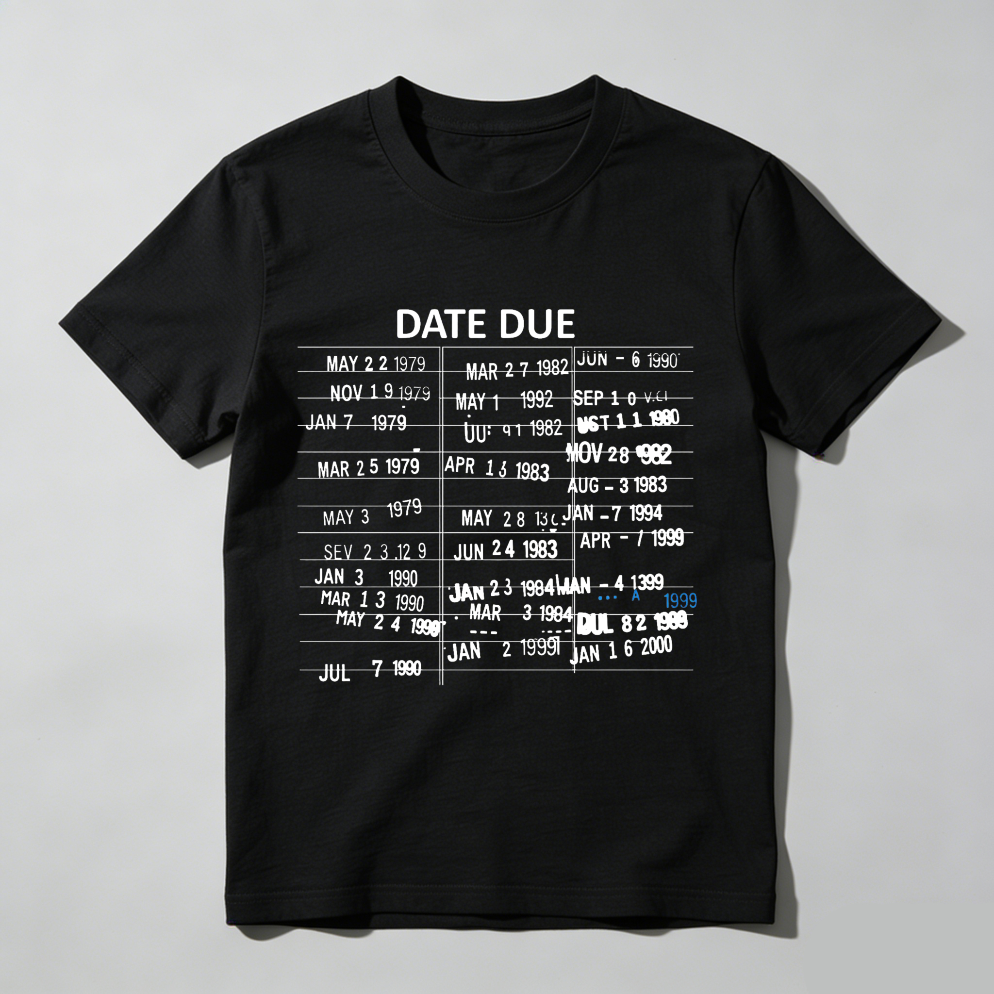 Wardrobecart Date Due Library Card Dates Tshirt