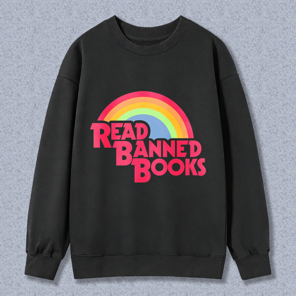 Wardrobecart Read Banned Books Rainbow Design Unisex Classic Sweatshirt