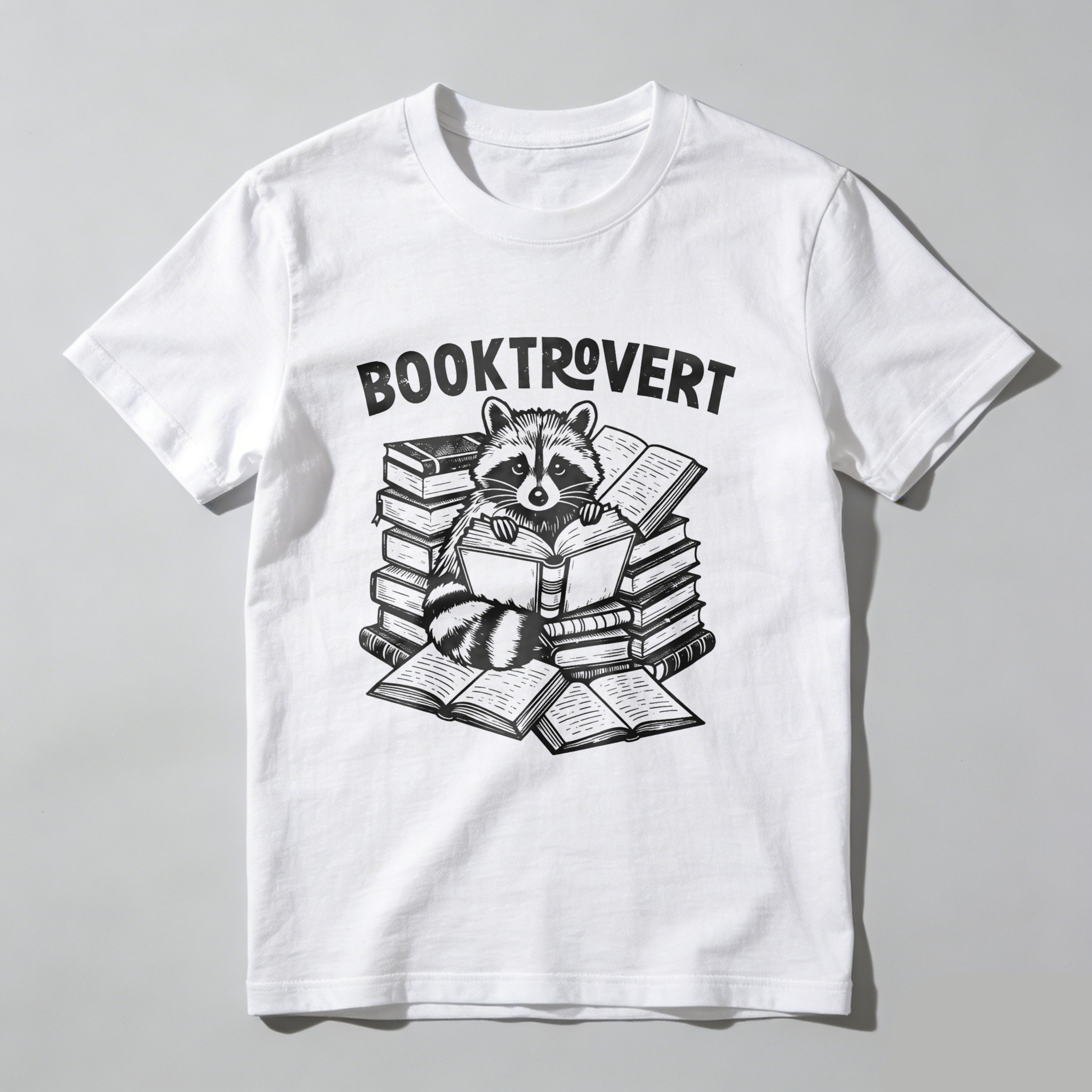 Wardrobecart Booktrovert Raccoon Reading Books Stack Tshirt