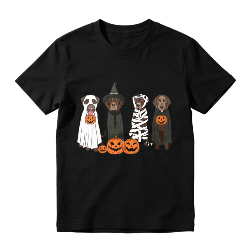 Halloween Dogs In Costumes With Pumpkins, Unisex Classic T-shirt