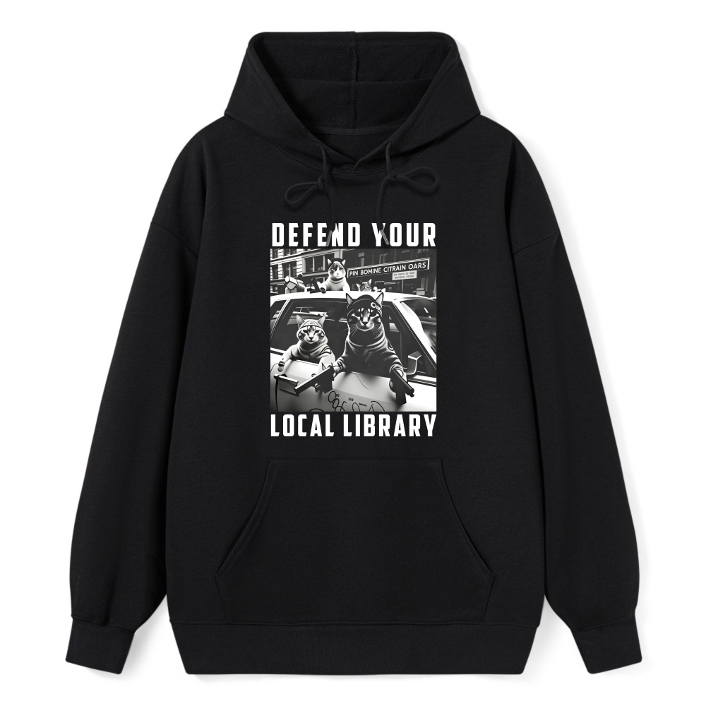 Wardrobecart Defend Your Local Library Cats In Car Unisex Classic Hoodie