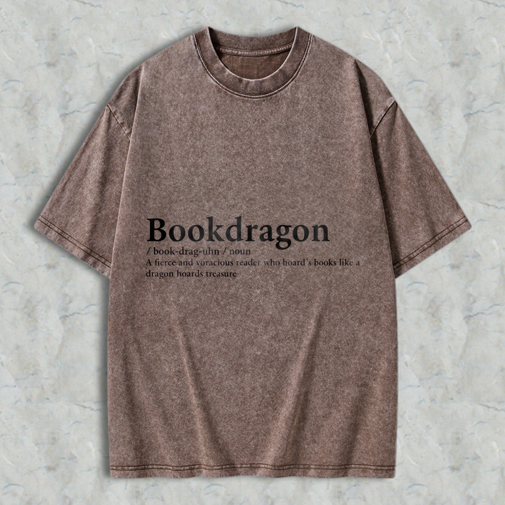 Wardrobecart Bookdragon Definition Unisex Washed T-shirt