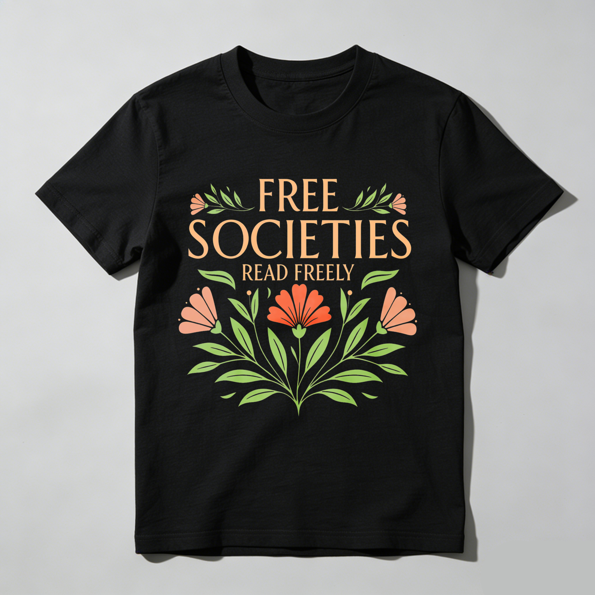 Wardrobecart Free Societies Read Freely Floral Design Tshirt