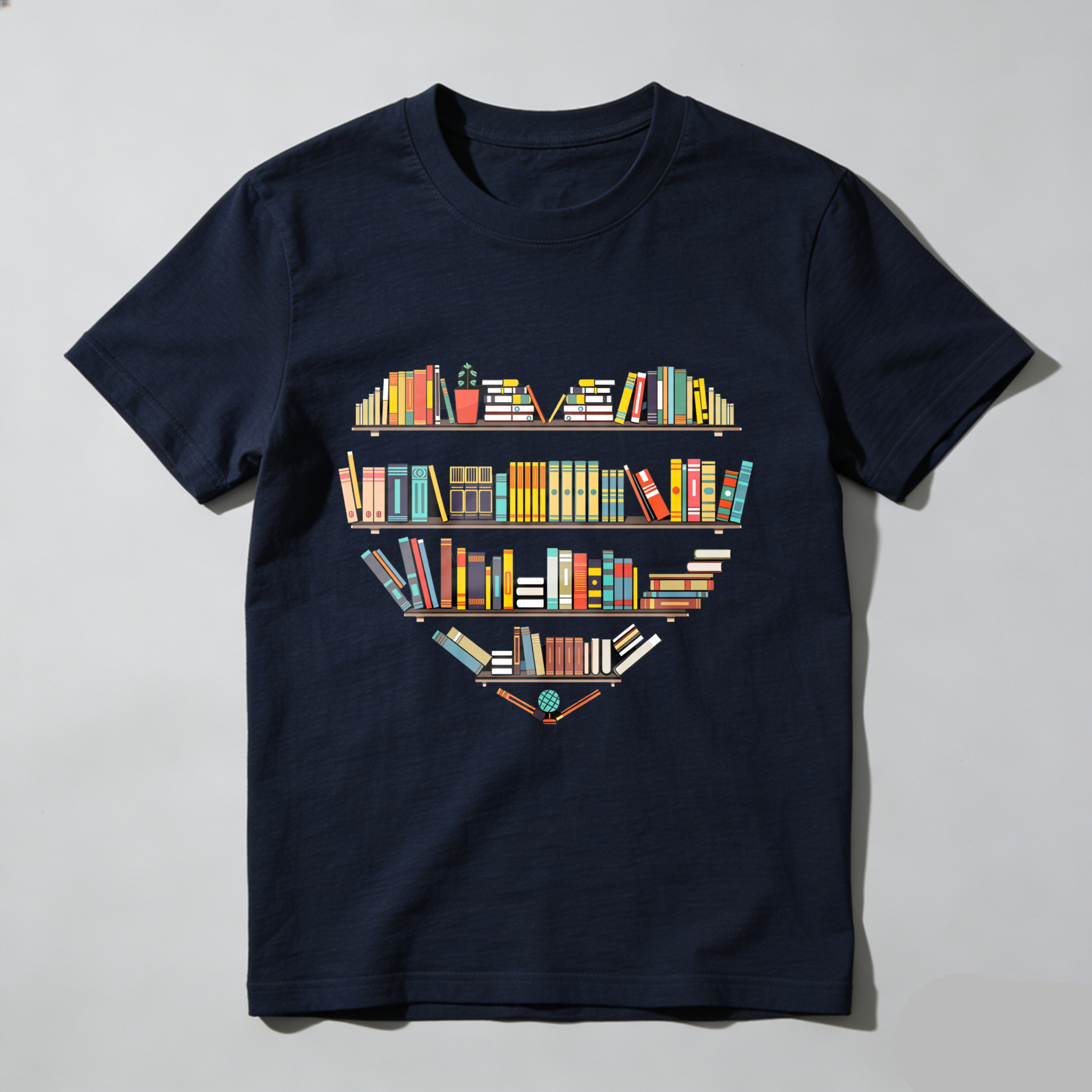 Wardrobecart Bookshelf Design With Colorful Books Tshirt