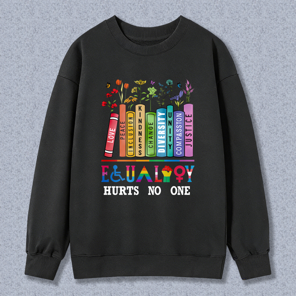 Wardrobecart Rainbow Crayons With Flowers And Inclusion Symbols Unisex Classic Sweatshirt
