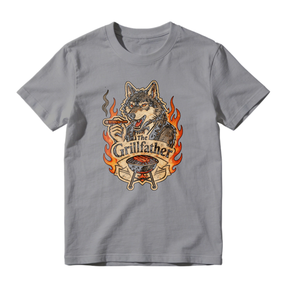 The Grillfather Wolf With Cigar And Barbecue Grill Unisex Classic T-shirt