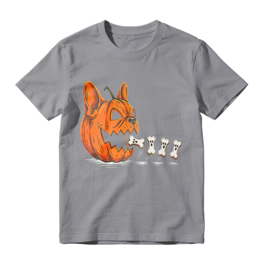 Halloween Pumpkin Dog Face With Bones Graphic, Unisex Classic T-shirt