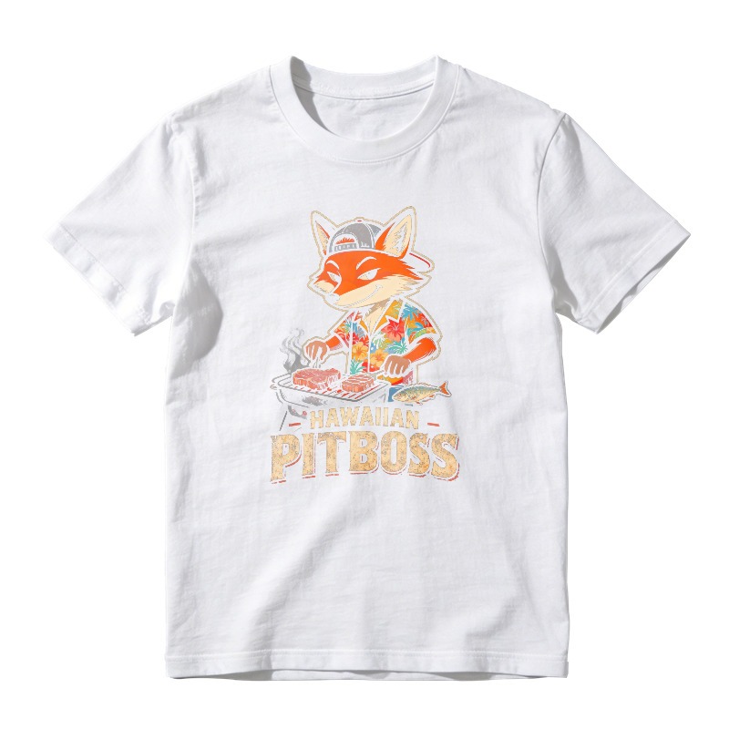 Hawaiian Pitboss Fox Grilling Cartoon Graphic Unisex Classic T-shirt