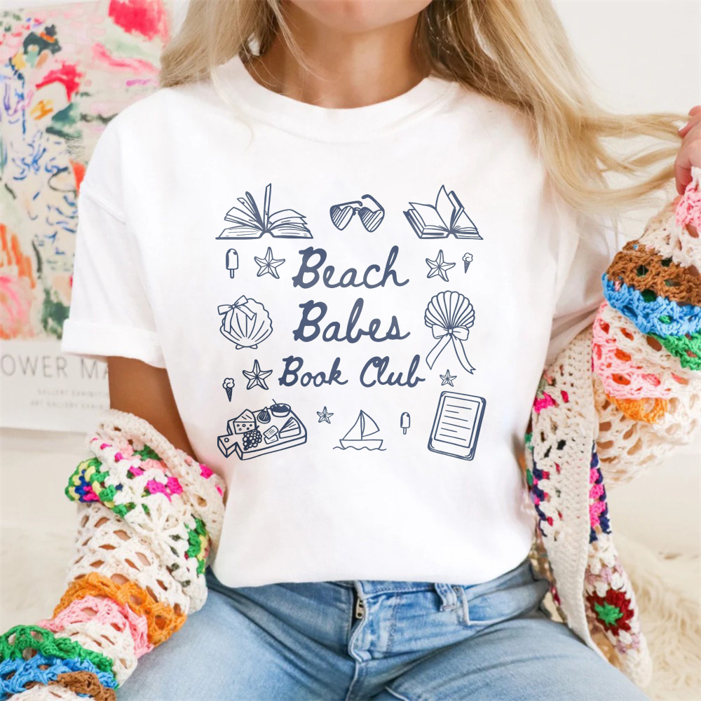 Wardrobecart Beach Babes Book Club Design Tshirt 100% cotton