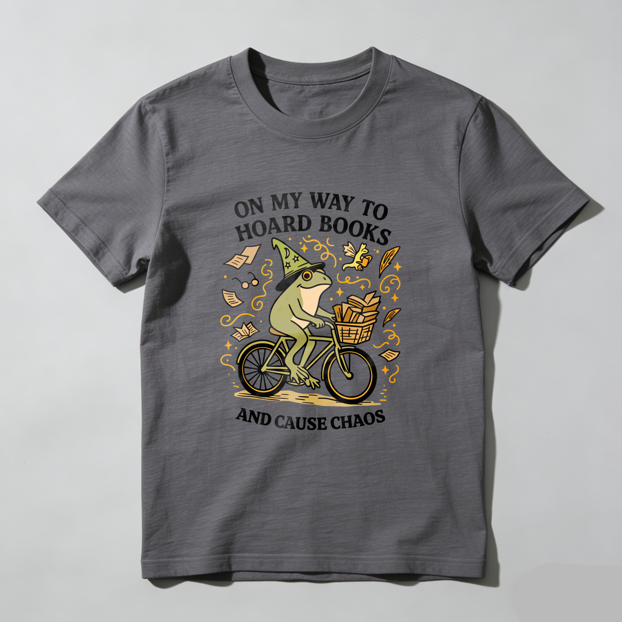 Wardrobecart Frog Riding Bike With Books And Hat Tshirt