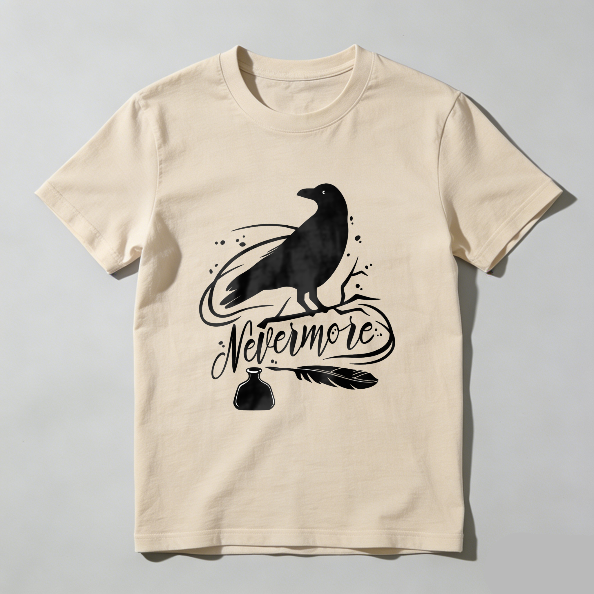 Wardrobecart Nevermore Raven With Feather And Bottle Tshirt