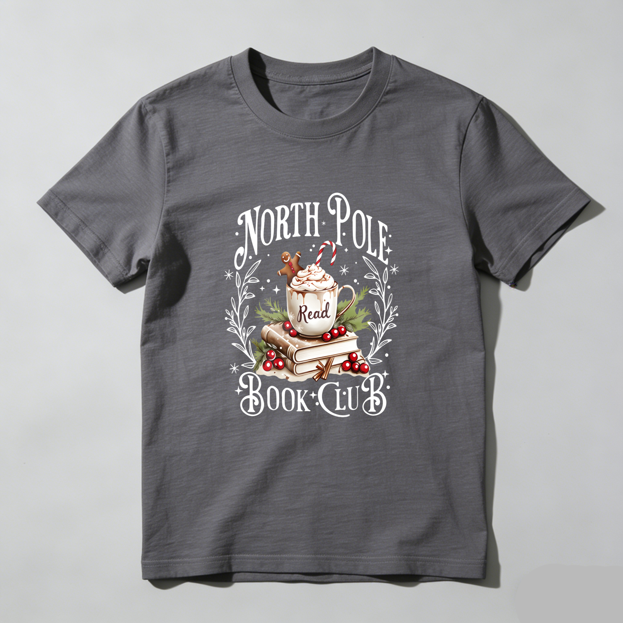Wardrobecart North Pole Book Club Christmas Reading Theme Tshirt
