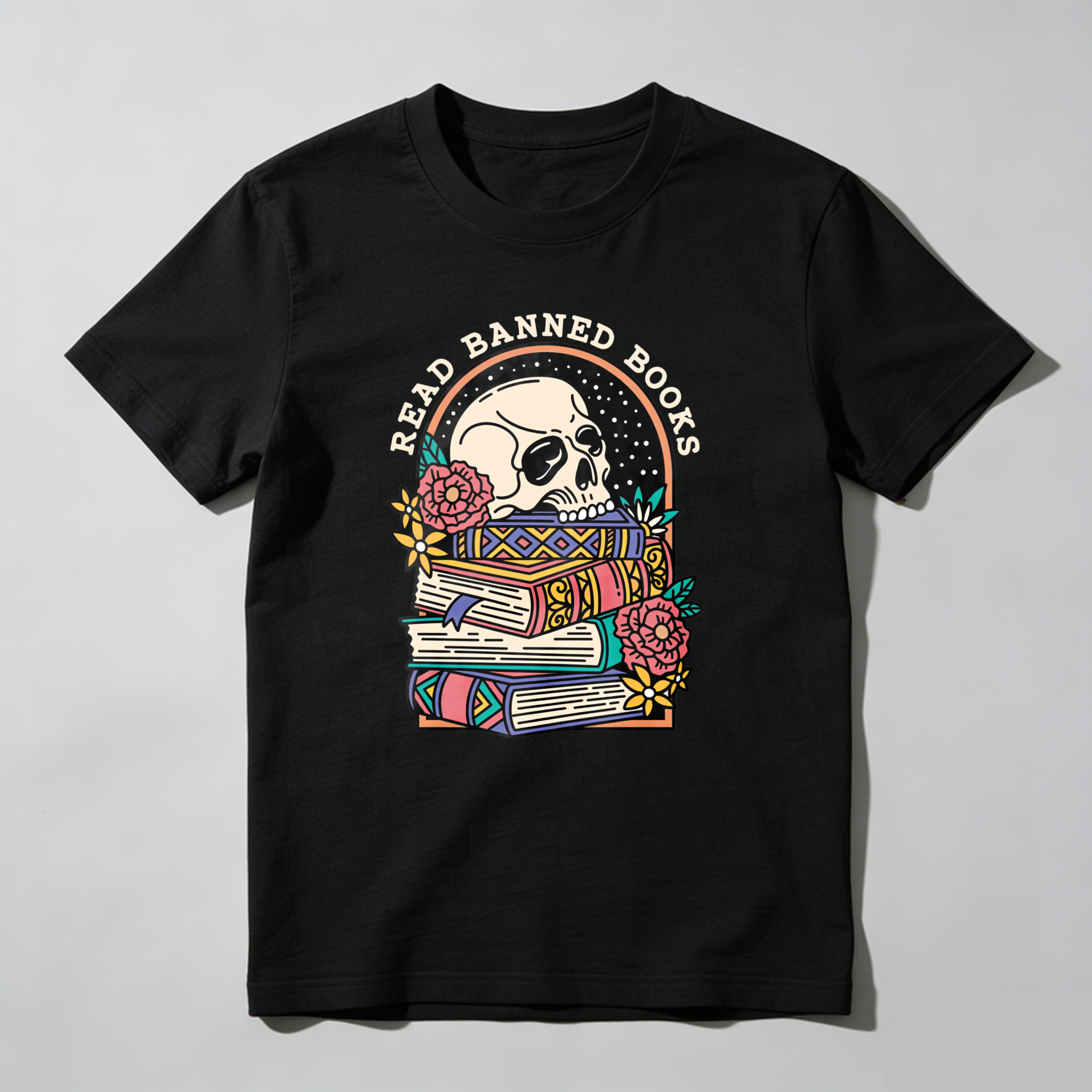 Wardrobecart Read Banned Books Skull And Books Tshirt