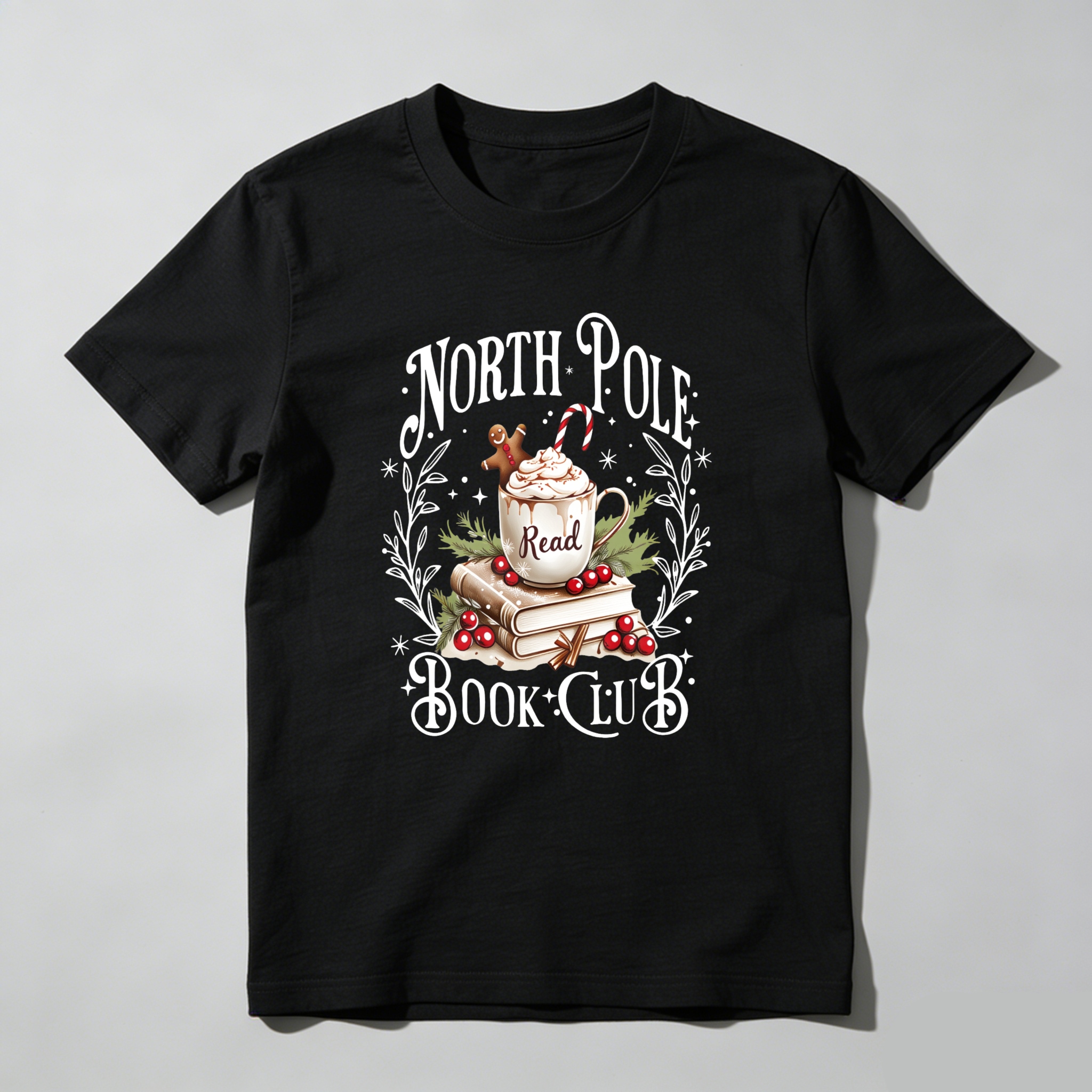 Wardrobecart North Pole Book Club Christmas Reading Theme Tshirt