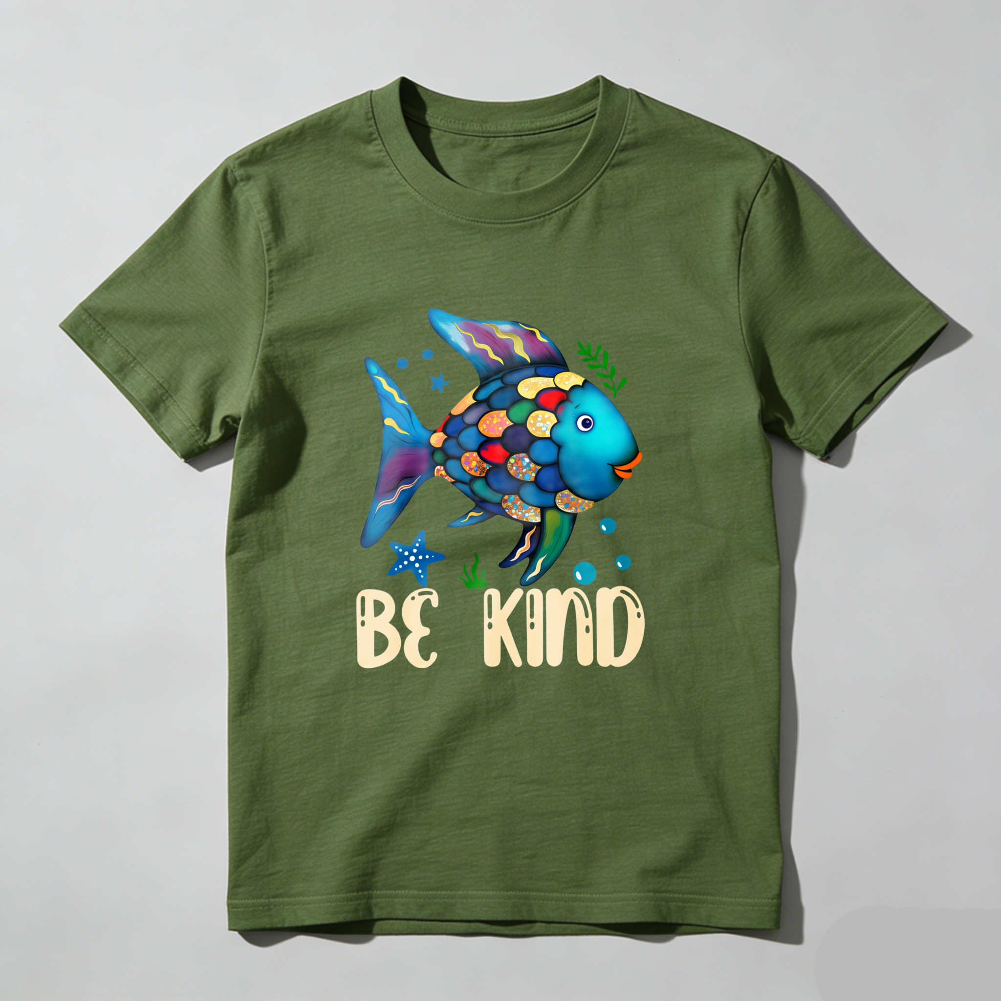 Wardrobecart Colorful Fish With Be Kind Text Tshirt