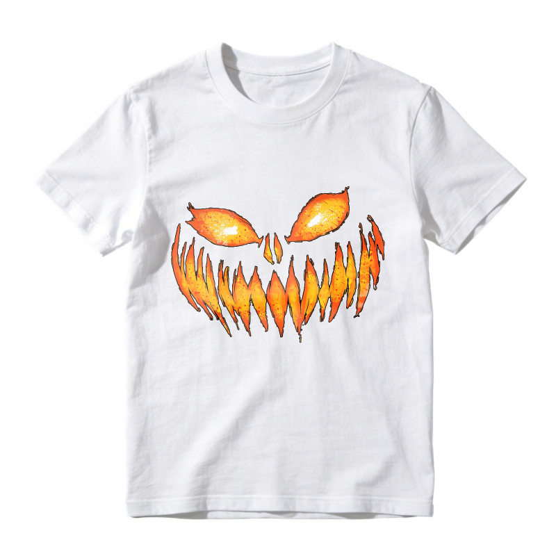 Glowing Orange Pumpkin Face With Sharp Teeth And Evil Eyes Unisex Classic T-shirt