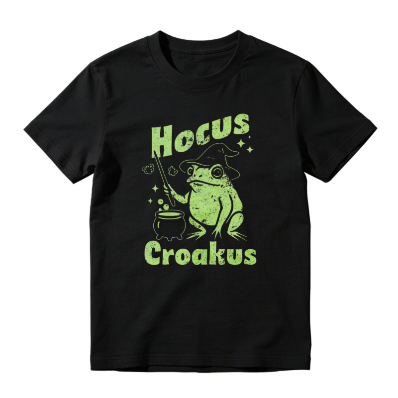 Hocus Croakus Funny Witch Frog Halloween Graphic T-shirt