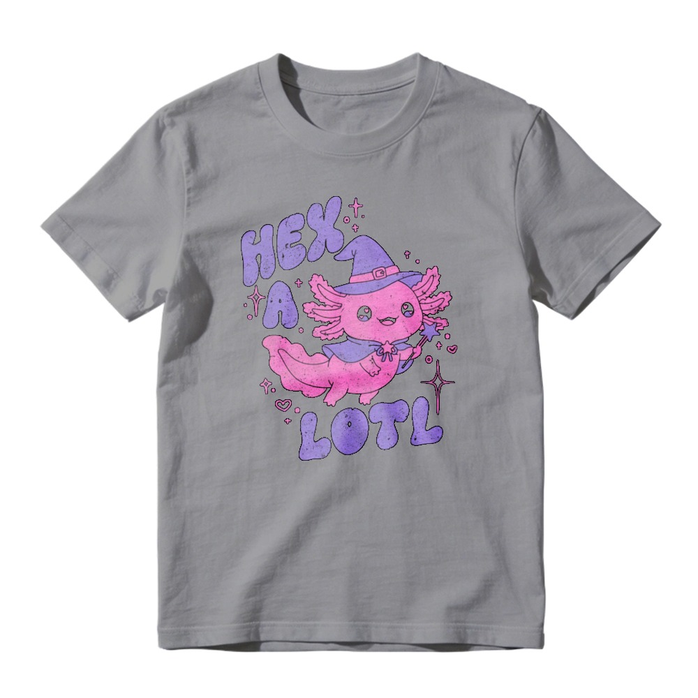 Cute Pink Axolotl Witch Hex A Lotl Funny Magic Creature Graphic T-shirt