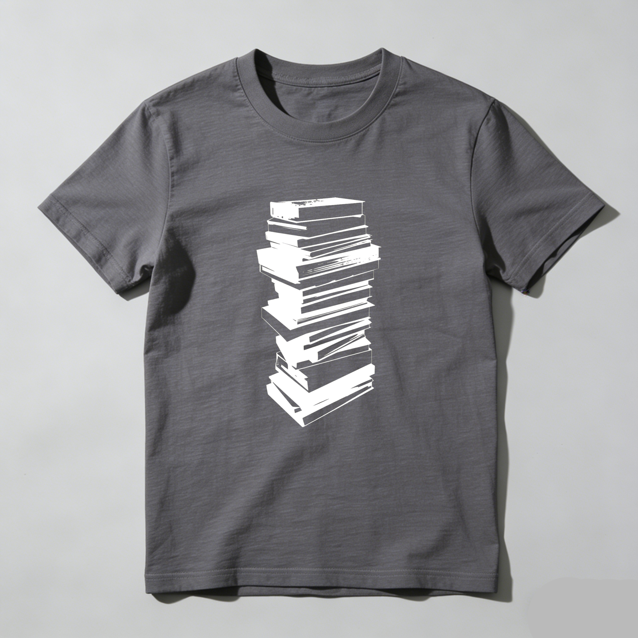 Wardrobecart Stacked Books Graphic Design Print Tshirt