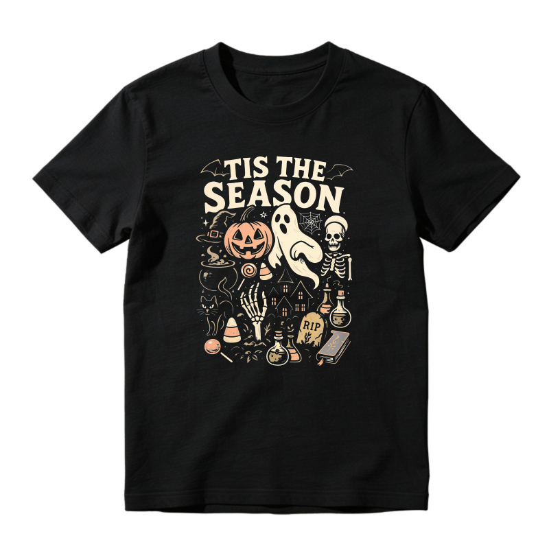 Tis The Season Halloween Pumpkin Ghost Skeleton Unisex Classic T-shirt