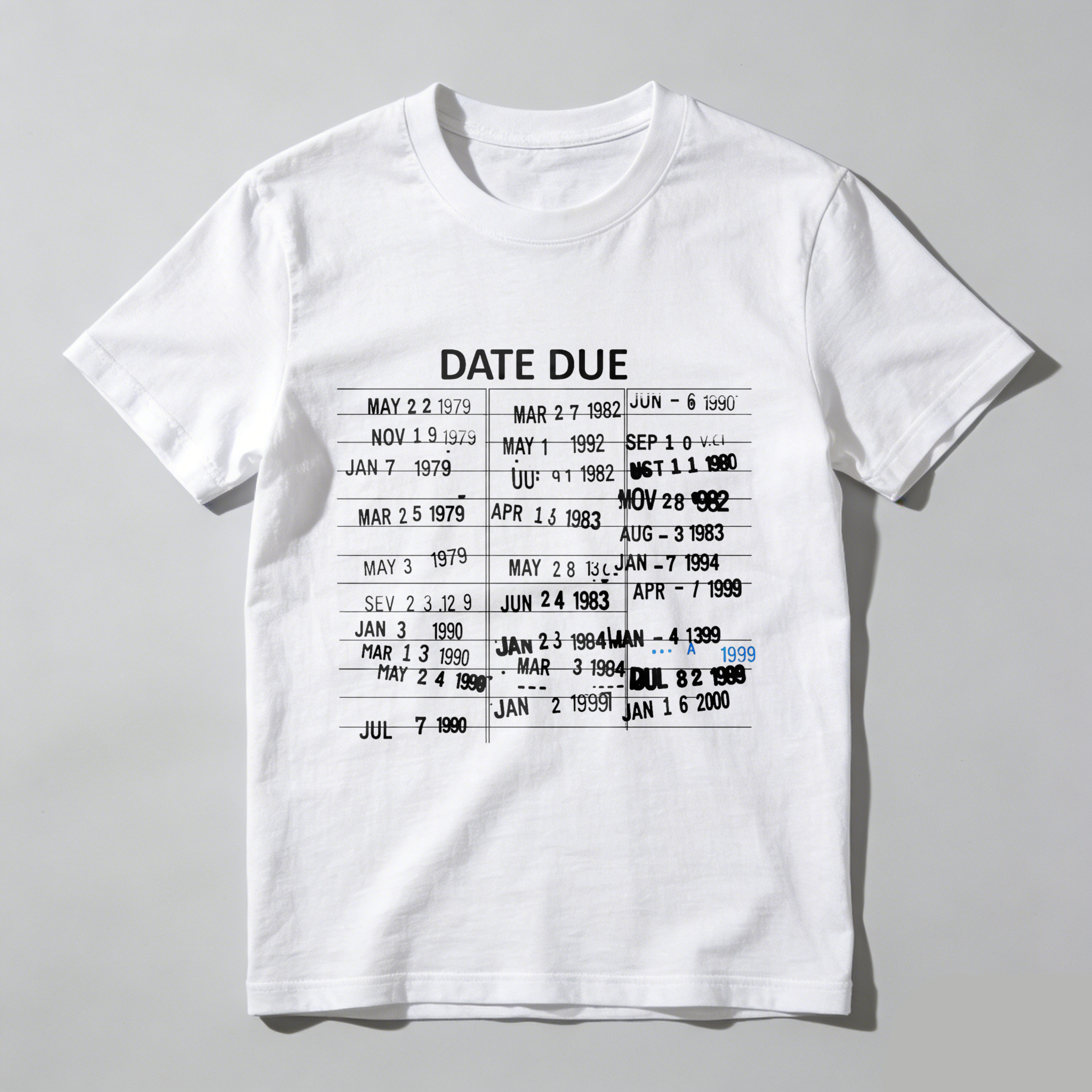 Wardrobecart Date Due Library Card Dates Tshirt