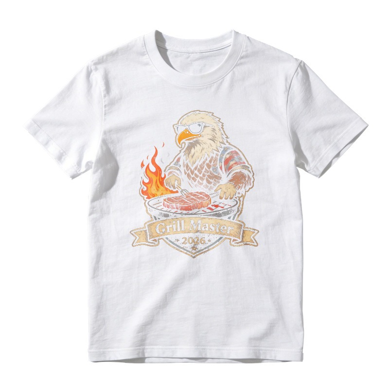 Cool Eagle Wearing Sunglasses Grilling Steak With Flames And Grill Master 2026 Banner Unisex Classic T Shirt
