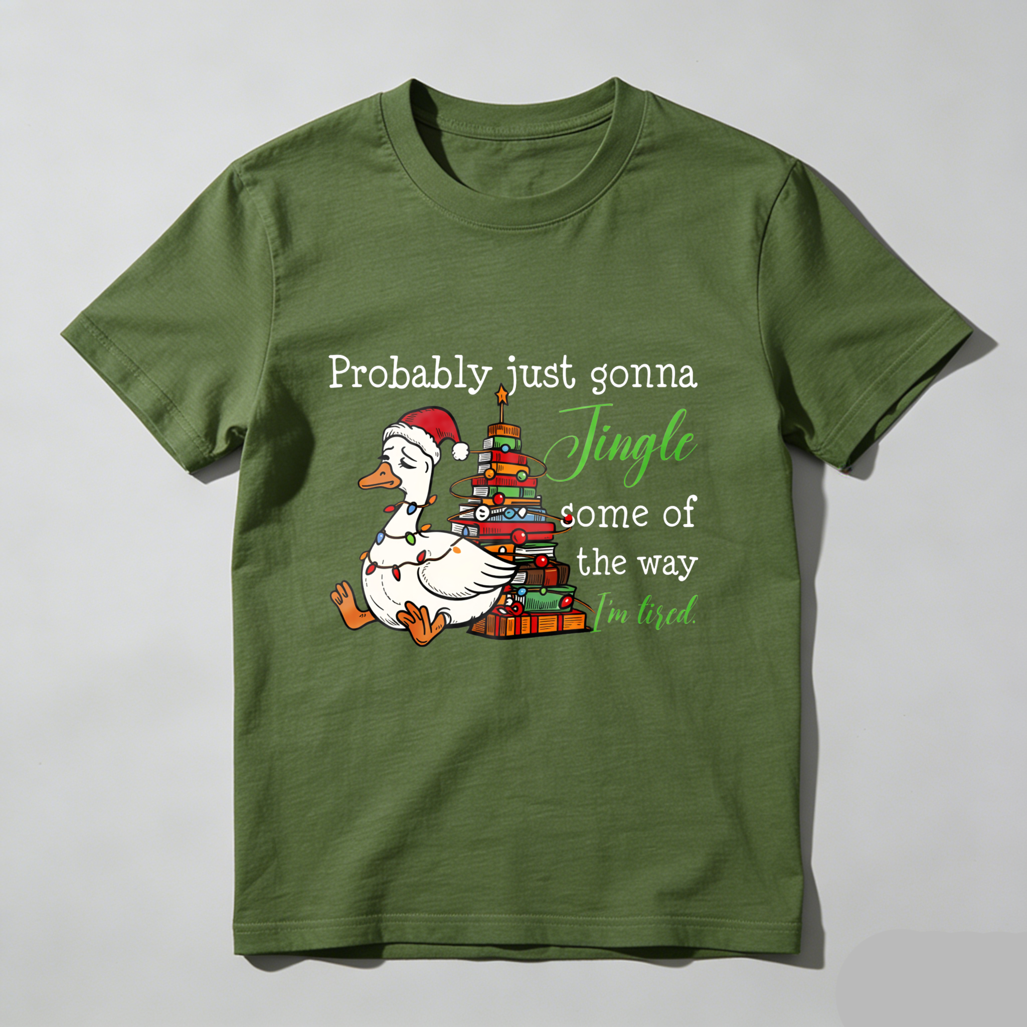 Wardrobecart Duck Wearing Santa Hat Near Christmas Tree Tshirt
