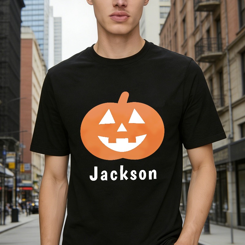 Orange Jack O Lantern Pumpkin With Jackson Name Unisex Classic T-shirt