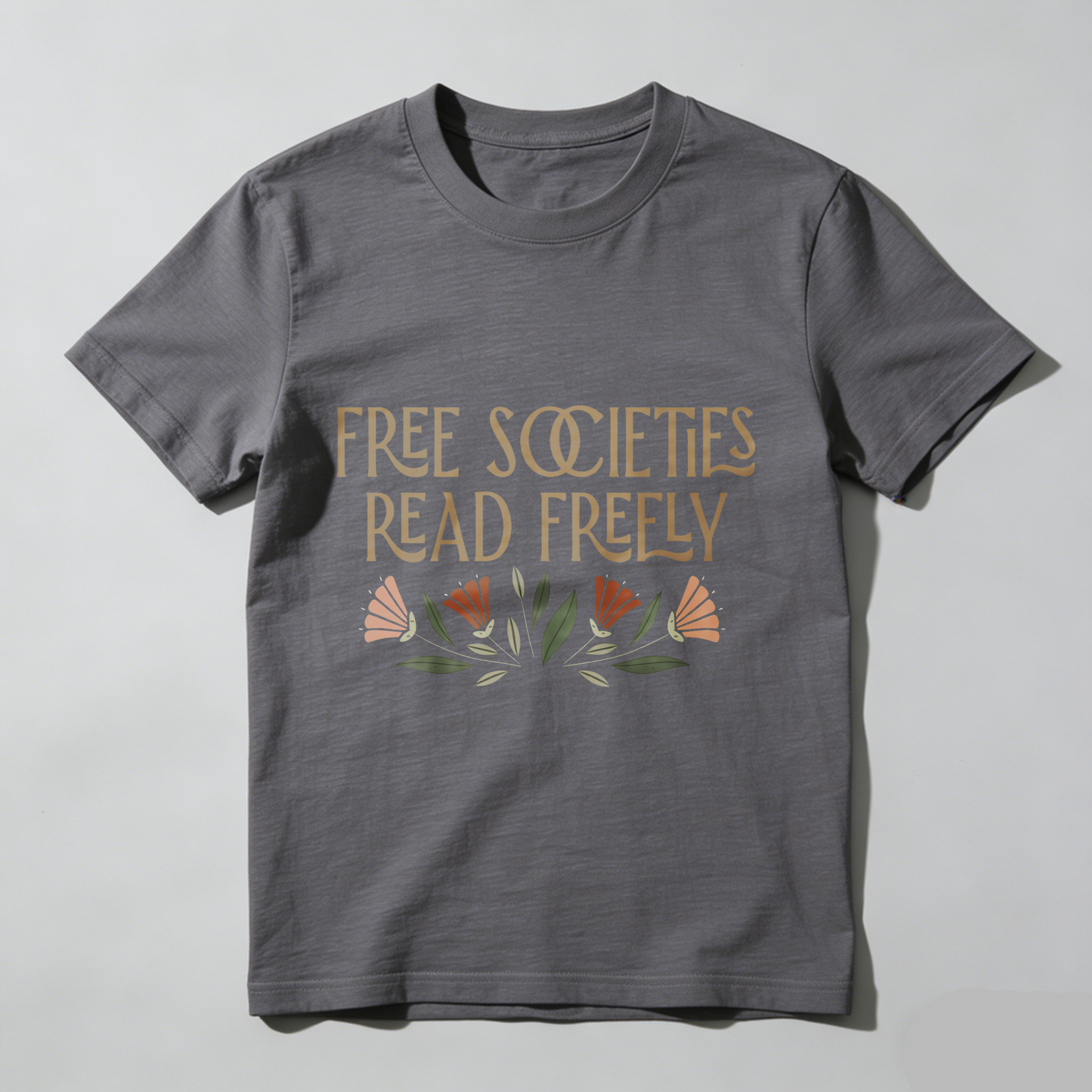 Wardrobecart Free Societies Read Freely Floral Design Tshirt