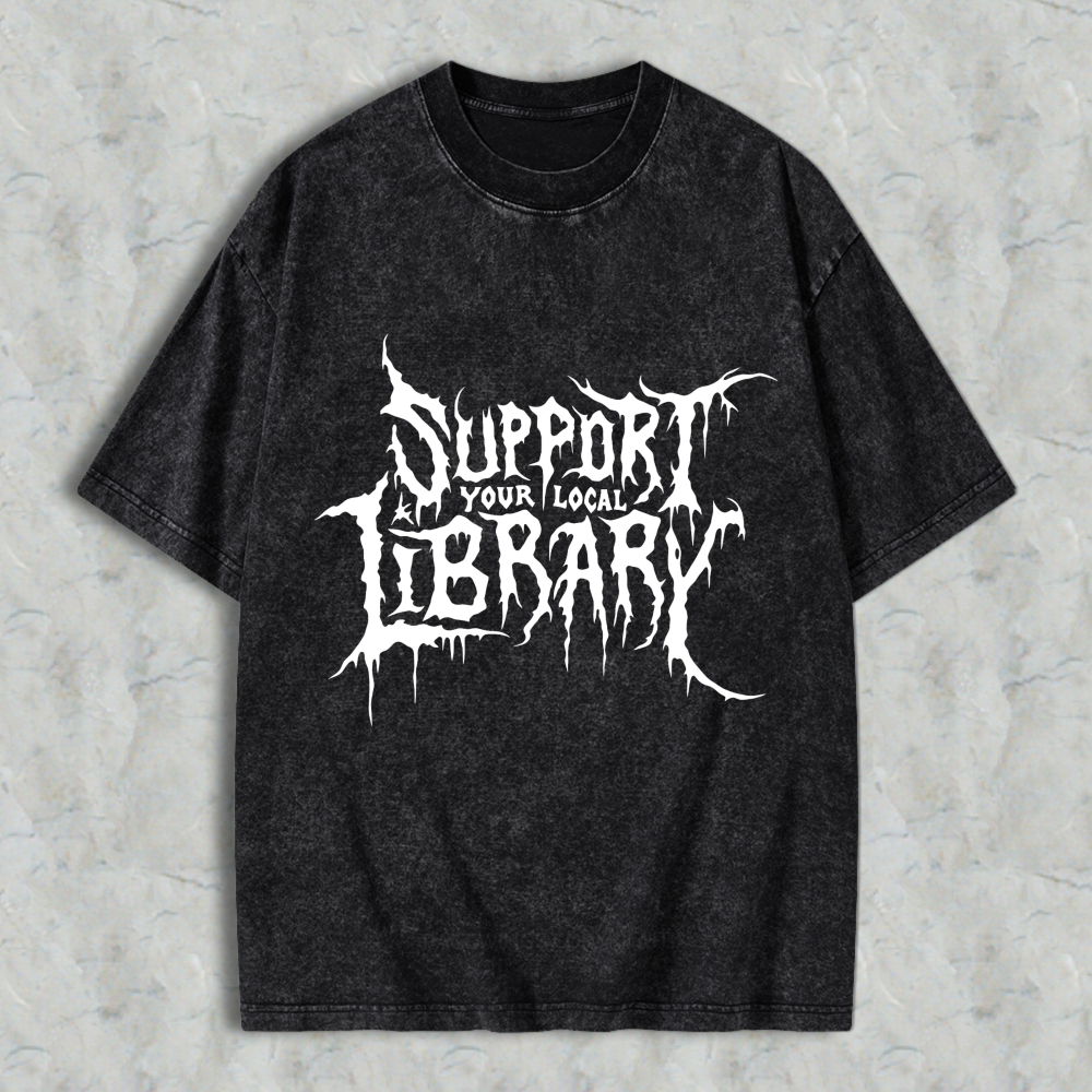 Wardrobecart Support Your Local Library Unisex Washed T-shirt