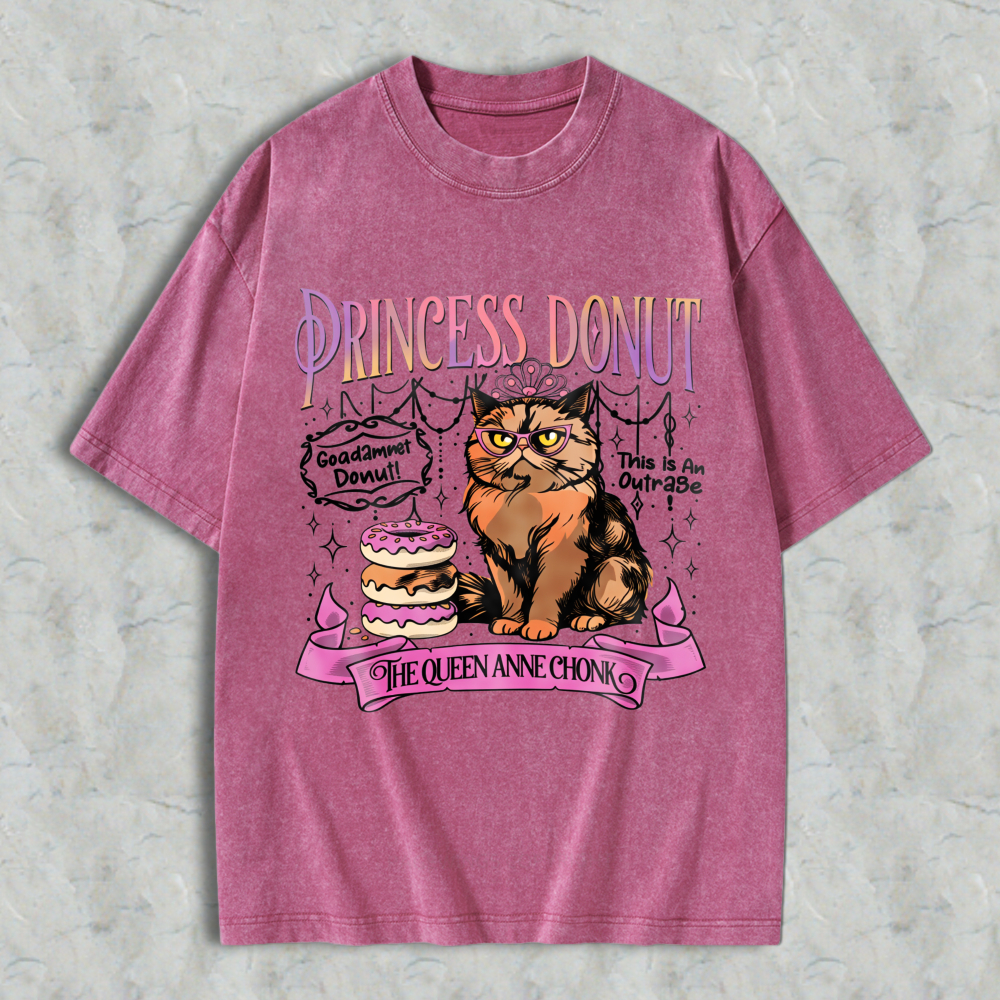 Wardrobecart Princess Donut Cat With Donuts And Crown Unisex Washed T-shirt