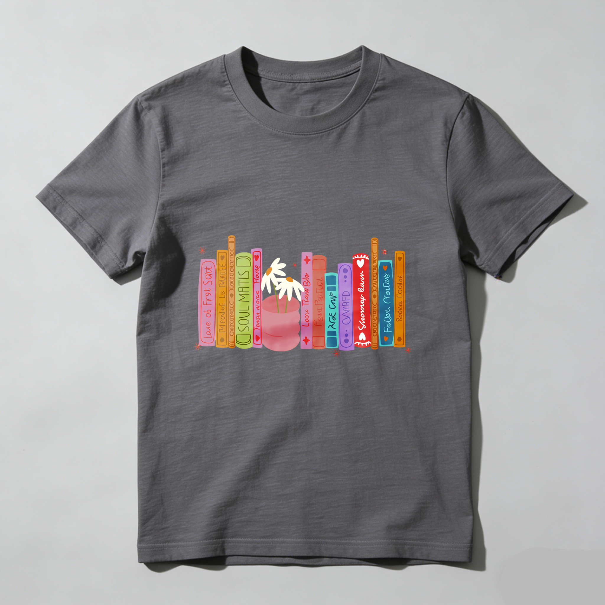 Wardrobecart Colorful Books With Plant And Stars Unisex Classic T-shirt