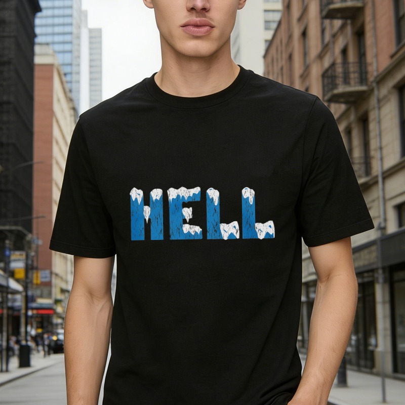 Mell Blue Icy Text Graphic T-shirt