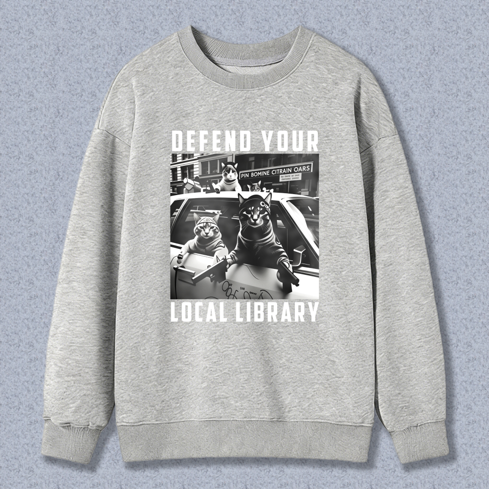 Wardrobecart Defend Your Local Library Cats With Guns Unisex Classic Sweatshirt