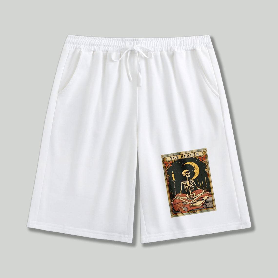 Wardrobecart Skeleton Reading Tarot Card The Reader Shorts