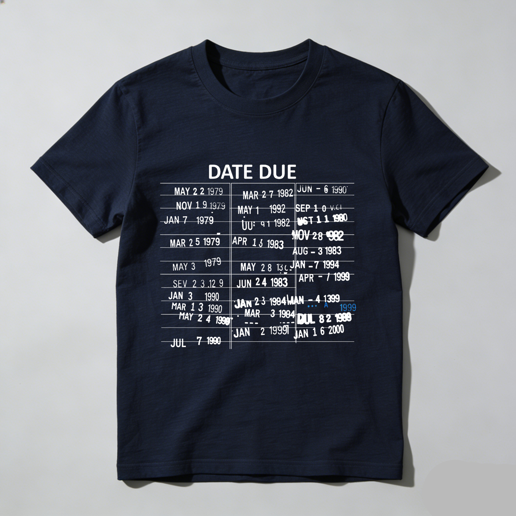 Wardrobecart Date Due Library Card Dates Tshirt